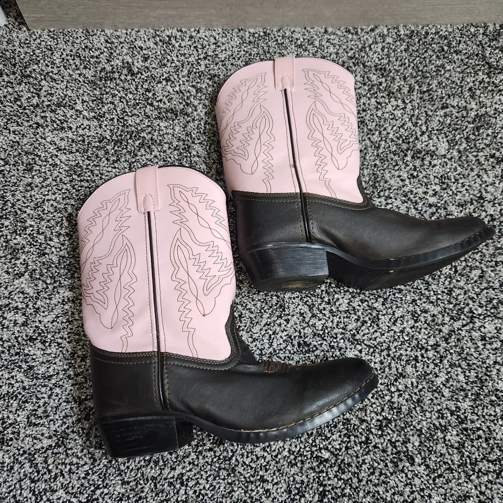 Smoky Mountain Big Girls Western Boots Monterey Leather Brown Pink 1574Y, Sz 6.5